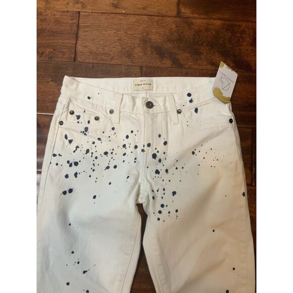 Simon Miller Palermo White Navy Paint Splatter Slim Boyfriend Denim Jeans Sz 25 - Picture 3 of 7